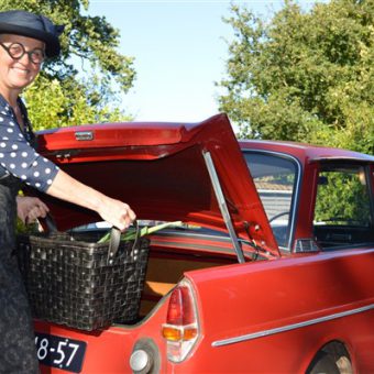 Familiedag of teamuitje in Drenthe; Daf toertocht en picknick onderweg.